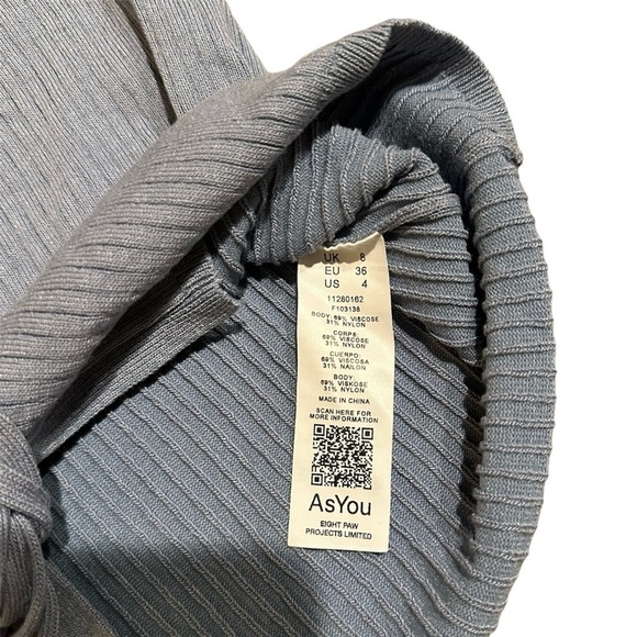 ASOS Sweater Lace Up Front Ribbed in Blue Size 4 - Picture 4 of 4